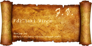 Füleki Vince névjegykártya